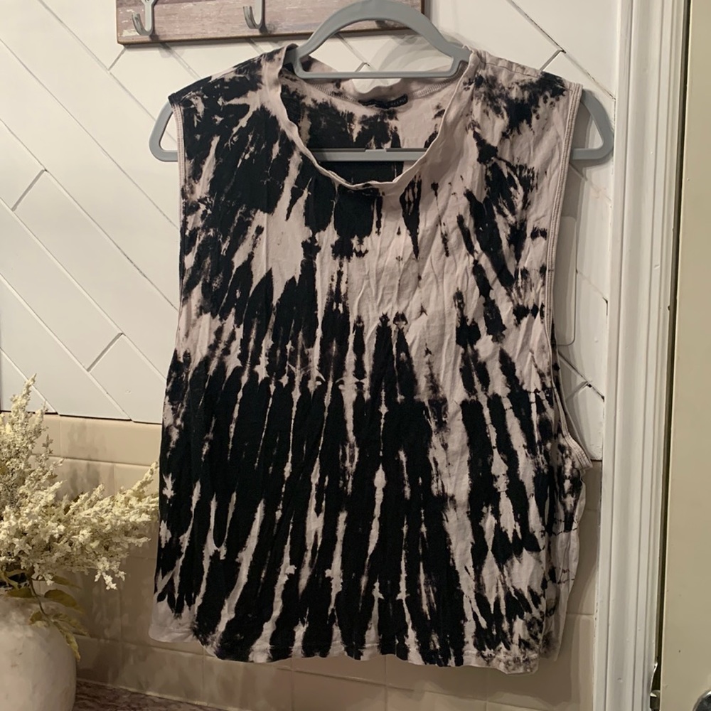 Urban Outfitters - Black & Gray, tie dye muscle-t, size L